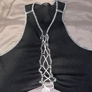 Tied up black crop top